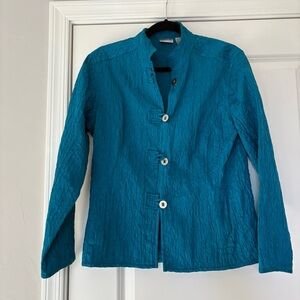 Chico’s Women’s Teal Button-Up Light Jacket